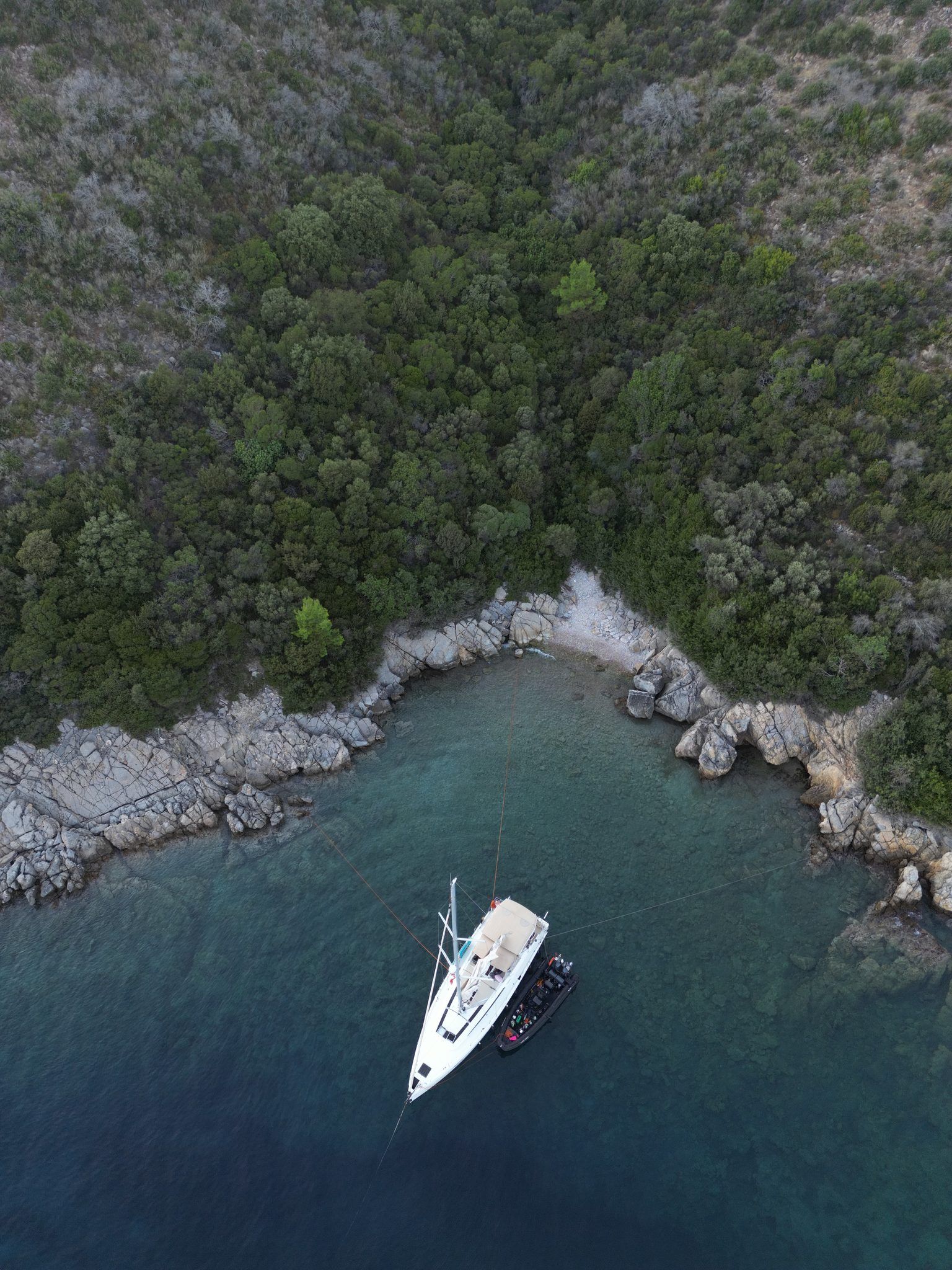 Evening anchorage in a quiet cove