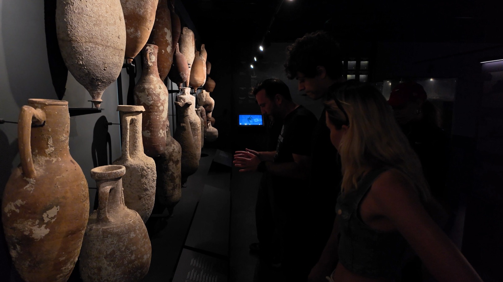 Amphorae racked in the dark