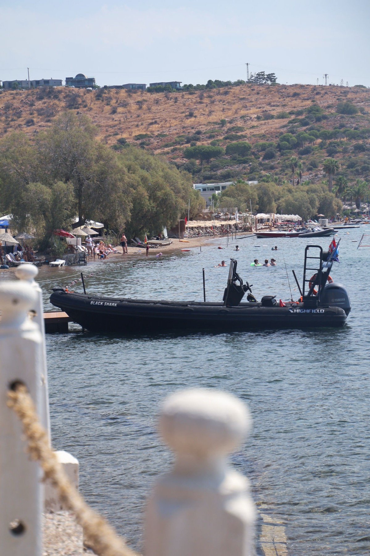 The Highfield "Black Shark" RIB on the water at Aspat Bay